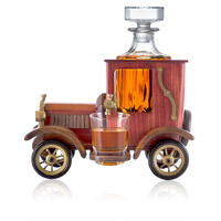 Ensemble de carafe à whisky en bois vintage en forme de voiture, carafe à vin en verre créative avec des tasses, à utiliser pour la décoration de bar à domicile