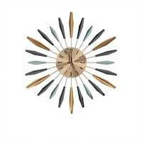 Horloge murale silencieuse carrée en métal décoratif avec affichage à aiguilles, design moderne nature morte, pour salon