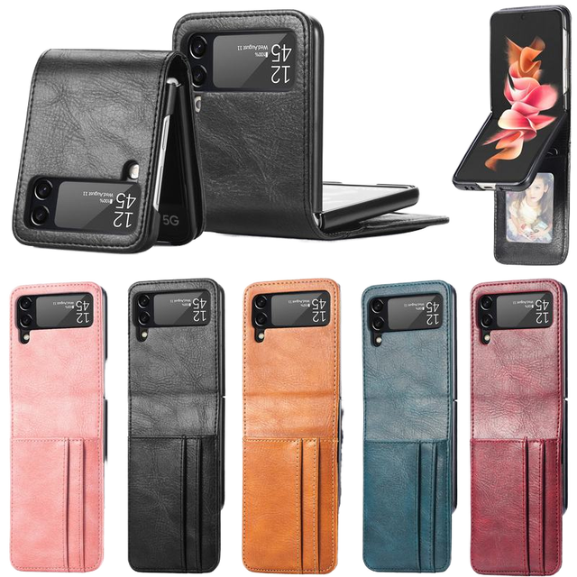 Card Pocket Wallet PU Case for for Z Flip 4 Anti-Knock Waterproof Protective Phone Cover