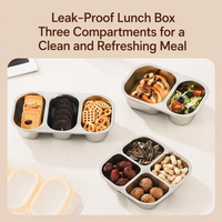 Boîte Bento Détachable en Acier Inoxydable 304, 2 Compartiments, Anti-Fuite, Compatible Micro-ondes, Contenant Alimentaire Réutilisable en Plastique Isolé pour