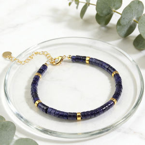 Nuevo Diseño de Moda, Pulsera Delicada de Piedras Preciosas Naturales Azules con Cuentas Ajustables para Mujer, Regalo para el Día de San Valentín - Product Image 4