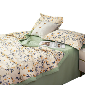 Hot bán hoa in trái cây màu cam in 4pcs Comforter chăn Duvet tấm ga trải giường thiết lập - Product Image 1