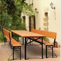 Ensemble table et banc pliants en bois pour pique-nique extérieur, fête dans la cour, dîner, brasserie, événement