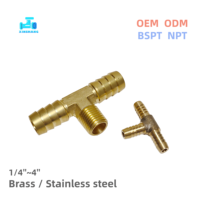 Offre Spéciale – Raccord en T en laiton NPT BSPT 3/4'' avec filetage mâle et raccord cannelé pour tuyau d'air/de jardin