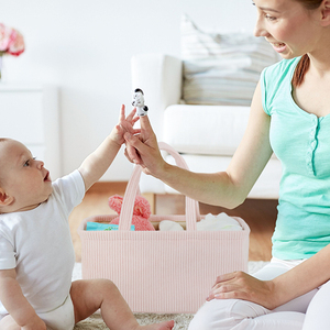 Bon prix Vente en gros Panier à couches en velours côtelé Organisateur Bin Nursery Storage Nappy Mommy Sac de transport avec poignées pour produit pour bébé - Product Image 6