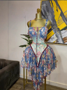 Vestidos Elegantes de Otoño para Mujer, sin Tirantes, Estampados, sin Mangas, con Cintura Ajustada y Plisada - Product Image 6