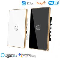 Interruptor Inteligente Tuya WIFI Chuyun con Marco de Aluminio Estándar para EE. UU. y Australia, Panel de Vidrio con Pantalla Táctil, Aprobación SAA, Interruptor de Luz Controlado por Aplicación