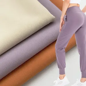 Stock lot polyamide spandex knitted 4way strech soft breathable jogging sweatpants fabric