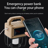 Projecteur de chantier portable solaire COB LED, rechargeable USB-C, avec batterie externe, étanche IP65, pour urgences, camping et réparations