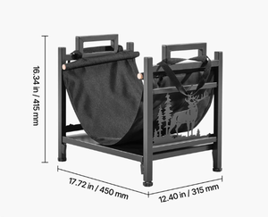 Porta Legna in <span class=keywords><strong>Metallo</strong></span> Nero Vintage di Alta Qualità OEM Personalizzato con Borsa Porta Legna - Product Image 2