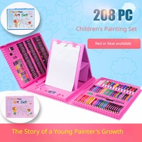 Ensemble d'art pour enfants écologique de 208 pièces, chevalet, kit de dessin et de peinture, crayons, marqueurs, crayons de couleur, certifié sécurité, cadeau pour filles et garçons