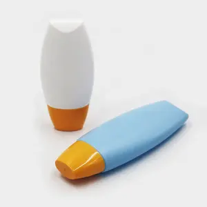 Kostenlose Probe 40ml 60ml 2 Unzen kosmetische ovale PE-Sonnenschutz flasche mit EVOH High Barrier Film Screw Cover
