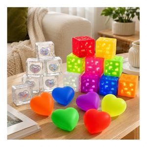 Fast Ship Luminous Heart Cube Squeeze Toy Soft <b>Squishy</b> Stress Ball LED Flashing Sensory Fidget Gift Wholesale Pack - Product Image 5