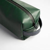 Rénovation efficace de trousse de toilette en cuir vert Nouveau design Sacs à cosmétiques à fermeture éclair pour hommes