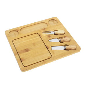ZB Custom Round Bamboo Cheese Serving and Cutting Board Set Wood Plate Board for Kitchen for Chopping Food Serving - Product Image 6