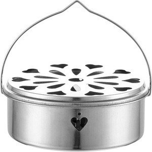 Mosquito Coil <b>Box</b> Stainless Steel Round With Lid Indoor Outdoor Use <b>Fireproof</b> Safe - Product Image 3