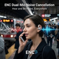 Q71 Kontrol Sentuh Layar LED ENC Peredam Kebisingan Earphone Jepit Telinga Terbuka Earbuds Clip on True Tws Headphone Nirkabel Headset