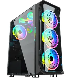 Bonne qualité ATX Computer Gaming Pc Case Lumière LED RGB PC Case For Gaming