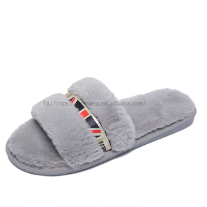 Wholesale <b>Indoor</b> Outdoor Open Toe Ladies Designer Slippers Plush Faux Fur Ladies Slippers Hard Wearing Soft Luxury Ladies <b>Slides</b> - Product Image 5