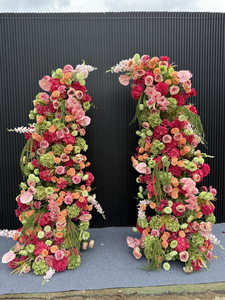 Arche florale épaisse et colorée, <span class=keywords><strong>orange</strong></span> et fuchsia, pour décorations de table de mariage et de fête - Product Image 4