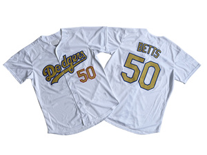 <span class=keywords><strong>Maillot</strong></span> de <span class=keywords><strong>baseball</strong></span> pour <span class=keywords><strong>homme</strong></span> Los Angeles <span class=keywords><strong>Dodgers</strong></span>, édition limitée Gold Series, avec logos cousus et brodés sur mesure, blanc - Product Image 2