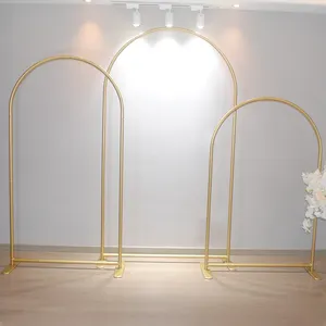 3PCS Set Gold Arch Backdrop Stands Backdrops Aluminium Frames for Wedding Party Events Decoration