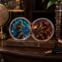 Lot de 2 pièces de pièces de défi en cuivre de 1 oz, médaille de dame mythologique nordique Glace et Feu imprimée en 2D, pour collection de fantasy et décoration artistique, idéal comme cadeau