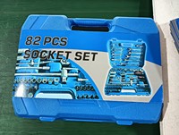 Outils à main de réparation 82 pièces Boîte à outils de mécanicien automobile Kit d'outils à douille et clé à cliquet 82 pièces