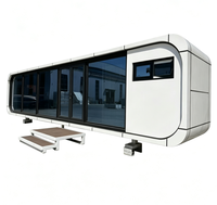 Maison Capsule Spatiale avec Escalier Extérieur, Cabane Modulaire Préfabriquée, Grande Fenêtre Panoramique pour Glamping et Hébergement Touristique