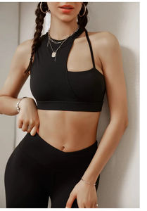 Reggiseno Sportivo Personalizzato da Donna con Schiena Aperta, Top Corto Monospalla per Palestra, Set Yoga Fitness con Logo in Vita, Abbigliamento Sportivo di Design - Product Image 2