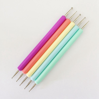 5 pièces/ensemble Macarons stylo pointillé à Double extrémité matériel en métal manucure Nail Art outil pour strass dessin fleur pointillage brosse