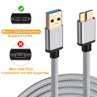 Paru KAY casing logam kabel USB 1.5 a ke mikro Usb 5Gbps kabel Data USB 3.0 0 untuk Hard Drive Disk eksternal