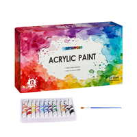 Lot de 12 couleurs de peinture acrylique 20 ml en tube aluminium, non toxique, couleurs vives pour enfants, étudiants, artistes, projets artistiques DIY
