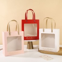 Sacs cadeaux en papier en gros, boîtes à gâteaux avec fenêtre en PVC, ruban et nœud, logo personnalisé, OEM, qualité alimentaire, emballage de mariage en usine
