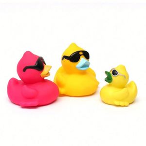 Wholesale 3 Inch Pvc Sunglasses Rubber Duck <b>Bath</b> Toys Assorted Designs for Baby Kids Shower Unisex Features Floating - Product Image 5