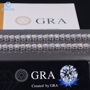 Hot Sale Heart Shape 5mm Moissanite Cuban Link Bracelet Rhodium Plated Solid 925 Silver Bracelet Hiphop <b>Iced</b> <b>Out</b> Jewelry - Product Image 2