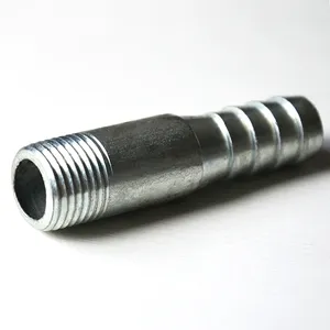 Pipa Fitting Benang Barel Puting Malleable Besi Baja Karbon BSP NPT DIN Garis Pipa Terhubung BSPT NPT Pria Tempa PN16 Bulat