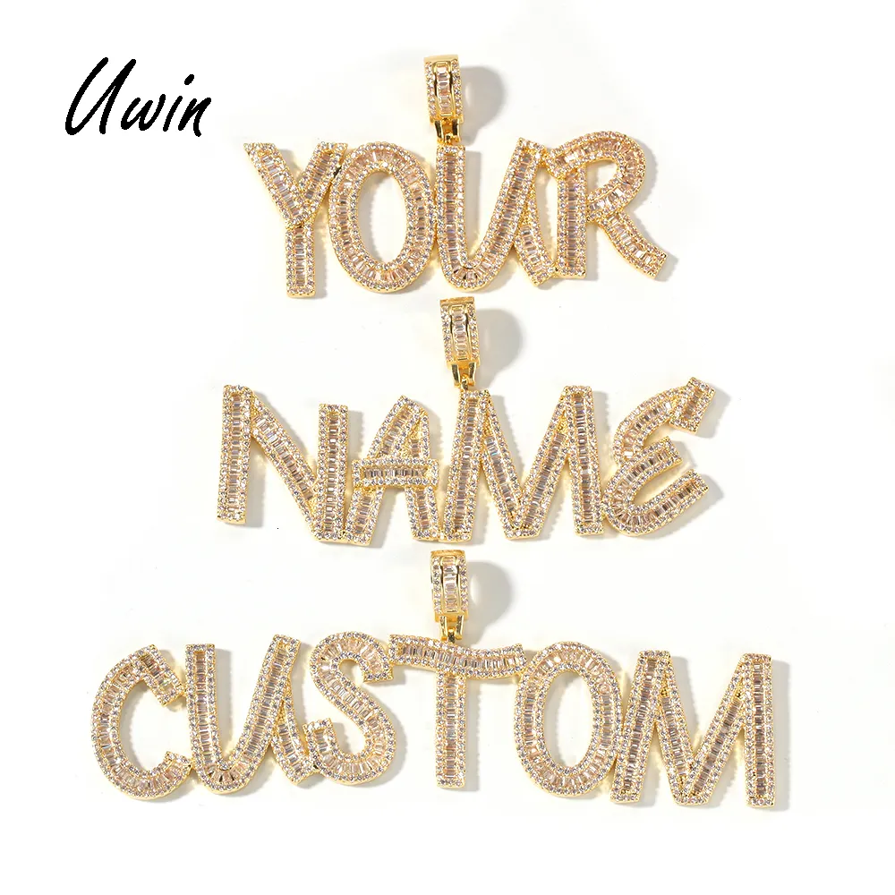 Pendentif pour homme et femme, bijou personnalisé de style Hip Hop, avec Baguette et pendentif de rappeur, lettres initiales