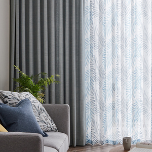 Promozione Su Misura di Colore di Modo damasco teal Blu Foglia di Salice Modello Europeo Tessuto di Lino Puro soggiorno chiesa <span class=keywords><strong>tende</strong></span> - Product Image 4