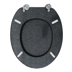 Siège de toilette moderne en MDF pailleté à fermeture douce avec charnière en acier inoxydable 304, style design pour villas de luxe et appartements haut de gamme - Product Image 4