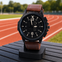 Montre sport pour homme, boîtier en alliage, bracelet en cuir, mouvement à quartz, montre-bracelet quotidienne pour homme