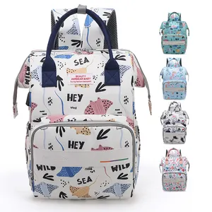 Высококачественный рюкзак с индивидуальным логотипом, милый мультяшный принт, многофункциональные вместительные сумки для подгузников для мам