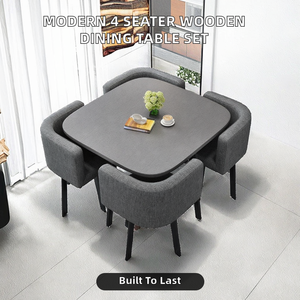 Ensemble de <span class=keywords><strong>table</strong></span> à manger moderne en <span class=keywords><strong>bois</strong></span> rectangulaire pour 4 personnes, pour la maison, la cuisine, le restaurant, le café, salle à manger de luxe - Product Image 2