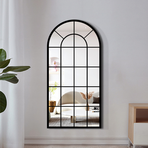 Custom French-Style Iron Grid Arch-Shaped <strong>Frame</strong> Glass <strong>Mirror</strong> with Black Gold <strong>White</strong> Finish for Home Decoration Wall Mounting - Product Image 5