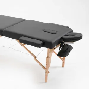 Cama massageadora portátil de madeira, cama massageadora preta com frete grátis