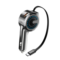 Chargeur de voiture rétractable Type-C 45W, adaptateur de charge rapide pour téléphone, câble USB-C intégré de 67 cm