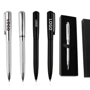 TTX Simple Design Gift Office Business Heavy Metal Black Silver Pen Clip penna a sfera con pennino con Logo stampato personalizzato