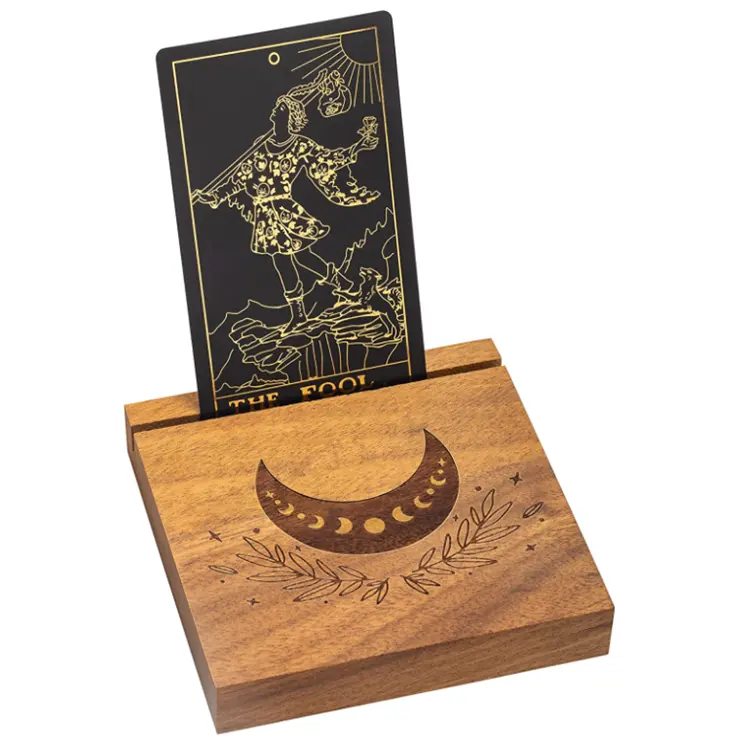 Porte-cartes de Tarot en bois de Wiccan, Phase de lune, personnalisé, exposition en cadeau pour la maison, Oracle