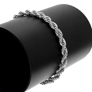 Conjunto de Collar y Pulsera de Cadena de Cuerda Trenzada Plateada de 4 mm, Joyería Unisex de Acero Inoxidable, Regalo, Diseño Trenzado Moderno - Product Image 5