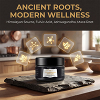 Résine de Shilajit Pur de l'Himalaya en Gros, Marque Privée Personnalisée, 30g 50g, Suppléments en Vrac, 75% Acide Fulvique avec Cuillère